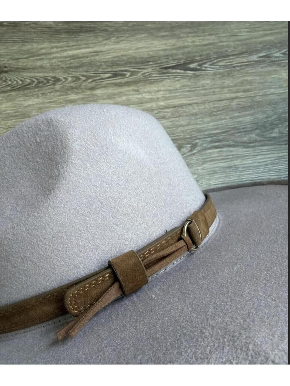 🚫SOLD OUT🚫Vintage Gray Wool Fedora Hat Wide Brim Rancher Boho Western - Picture 2 of 5